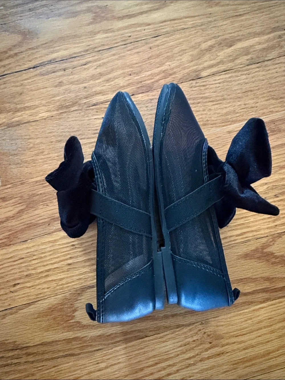 H&M Black Velvet Bow Girls Dress Flats
